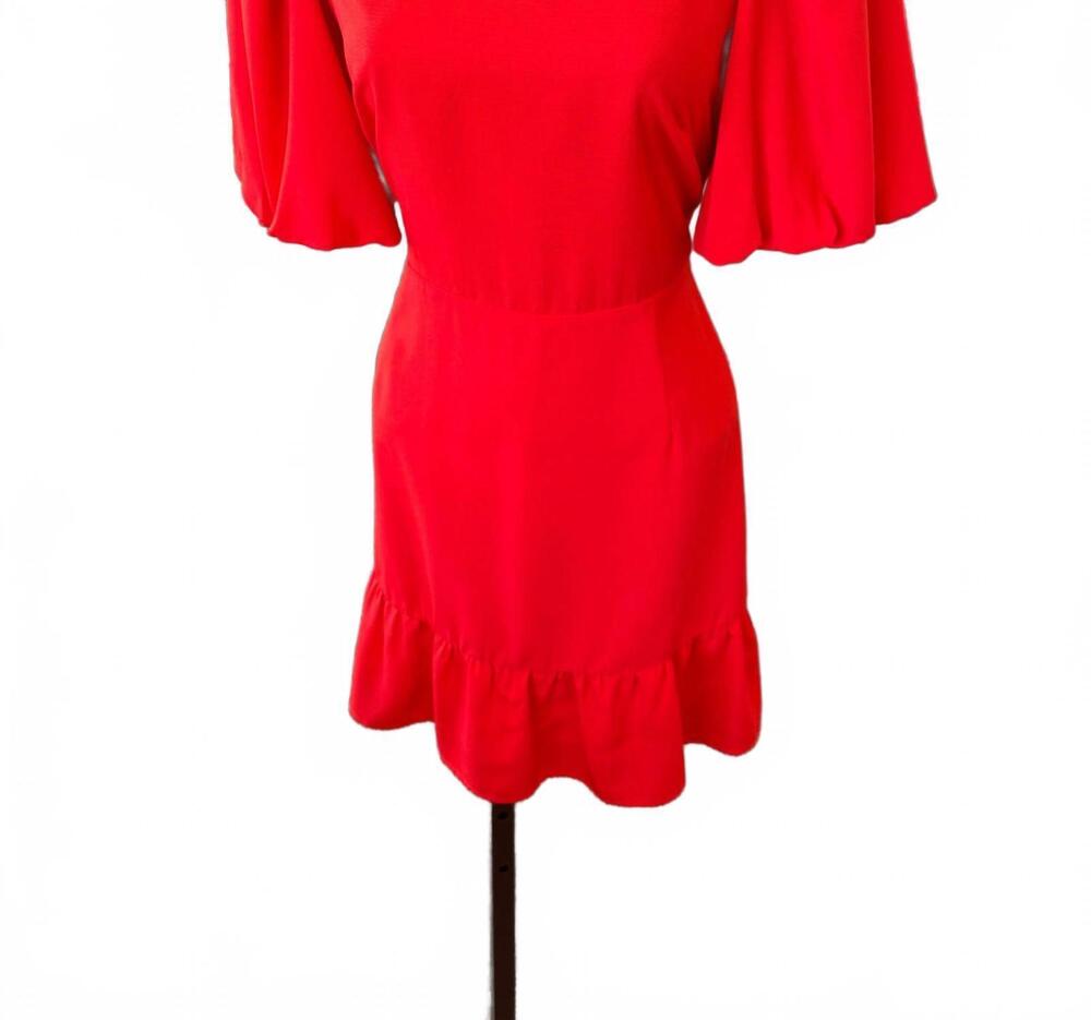 NEW JADE & JOY JOY women's camille flutter sleeve dress in red